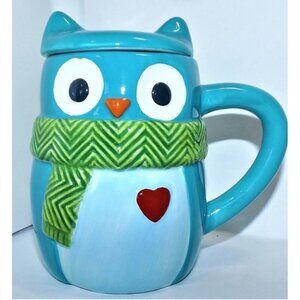 St. Nicholas Square Winter Owl with Lid Coffee Mug Cup 16 Ounces